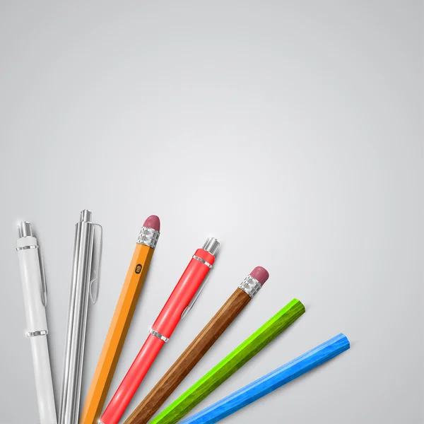Ensemble de crayons et stylos — Image vectorielle