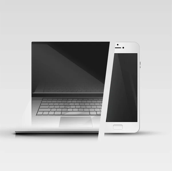 Laptop ve smartphone birlikte — Stok Vektör