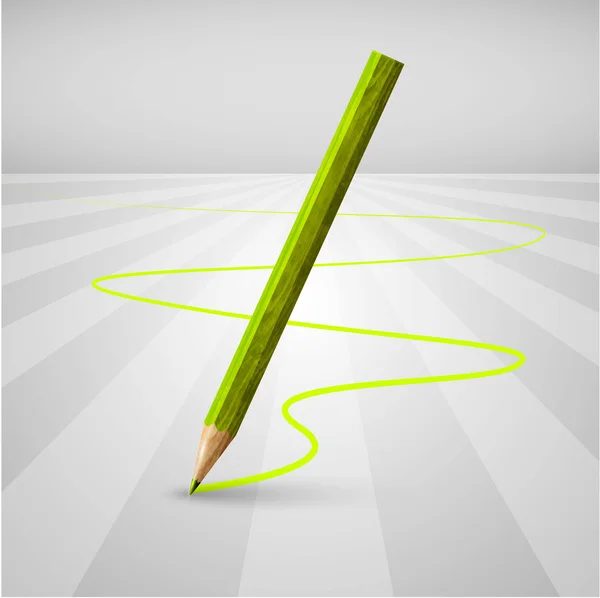绿色的铅笔留下踪迹 — 图库矢量图片