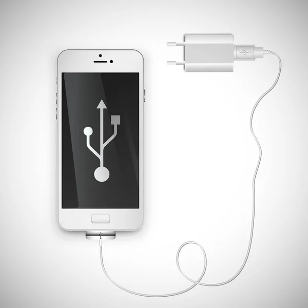 Smartphone mit Ladekabel — Stockvektor