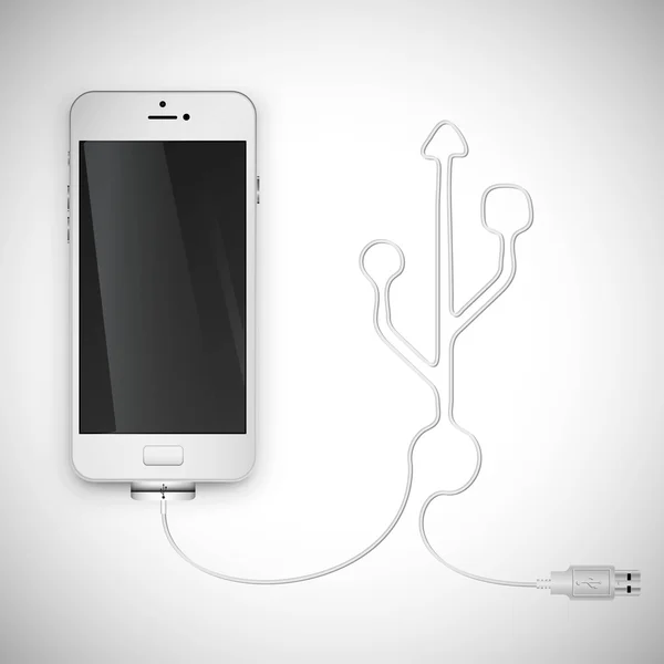 Tvarovací mobilní kabel Usb symbol — Stockový vektor