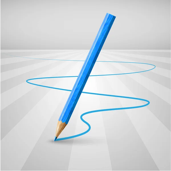 Синий карандаш оставляет след — стоковый вектор