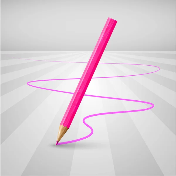 Pink pencil leaving trail — Stock Vector
