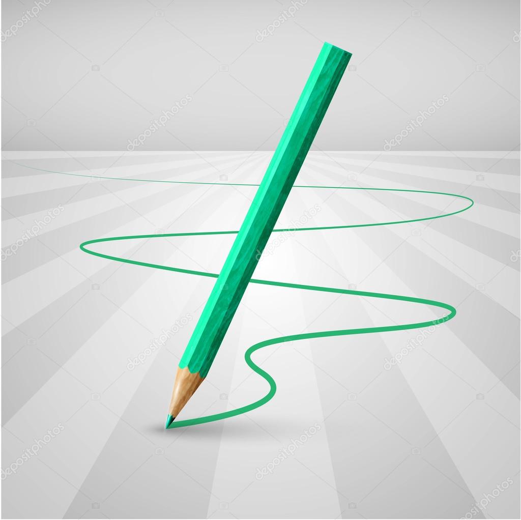 Turquoise pencil leaving trail