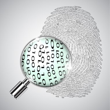 Fingerprint with magnifying glass clipart