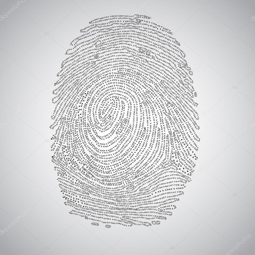 Vector dark fingerprint on gray background
