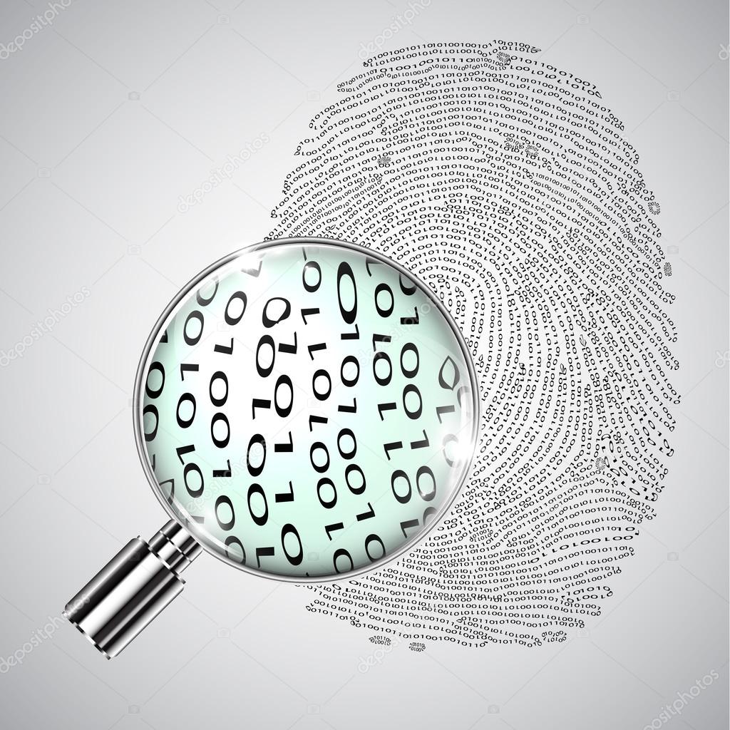 Fingerprint with magnifying glass