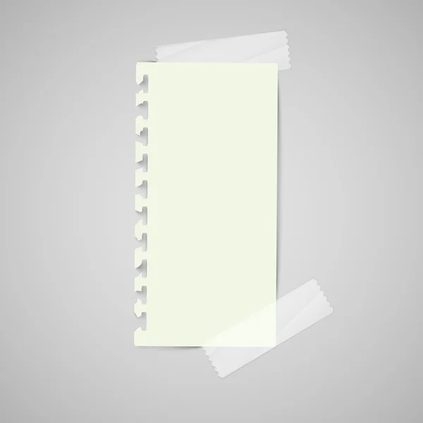 Nota Papeles con una cinta adhesiva pegada a la pared — Vector de stock