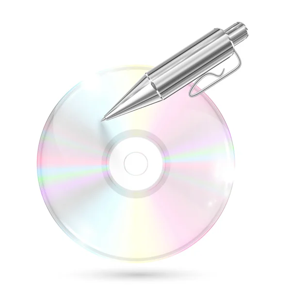 CD DVD, con bolígrafo — Vector de stock