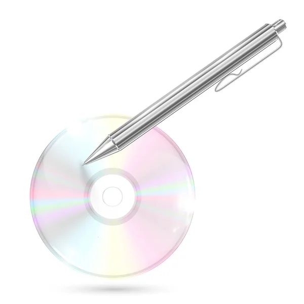 Bir kalem ile CD Dvd — Stok Vektör
