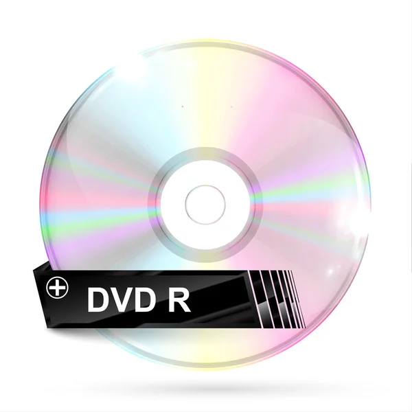 DVD de CD realista con etiqueta — Vector de stock