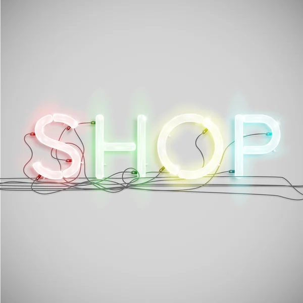 "shop "von neon type — Stockvektor