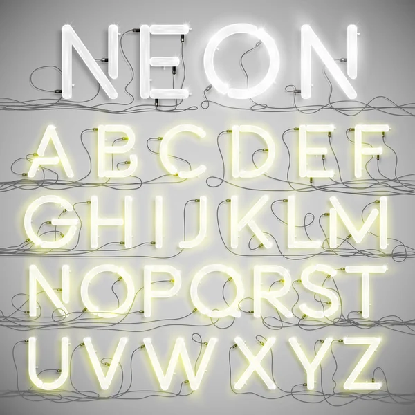Realistické neon abeceda Stock Vektory