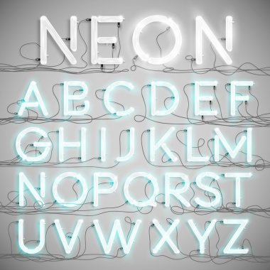 Gerçekçi neon alfabesi teller ile