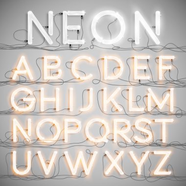 Gerçekçi neon alfabesi teller ile