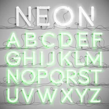 Gerçekçi neon alfabesi teller ile