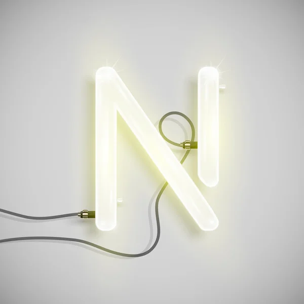 Realistyczne neon litera n z przewodów — Wektor stockowy