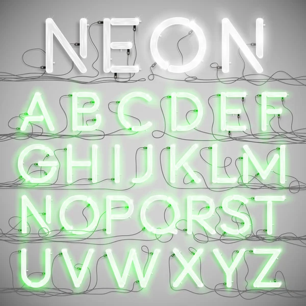 ワイヤーで現実的なネオン アルファベット — ストックベクタ