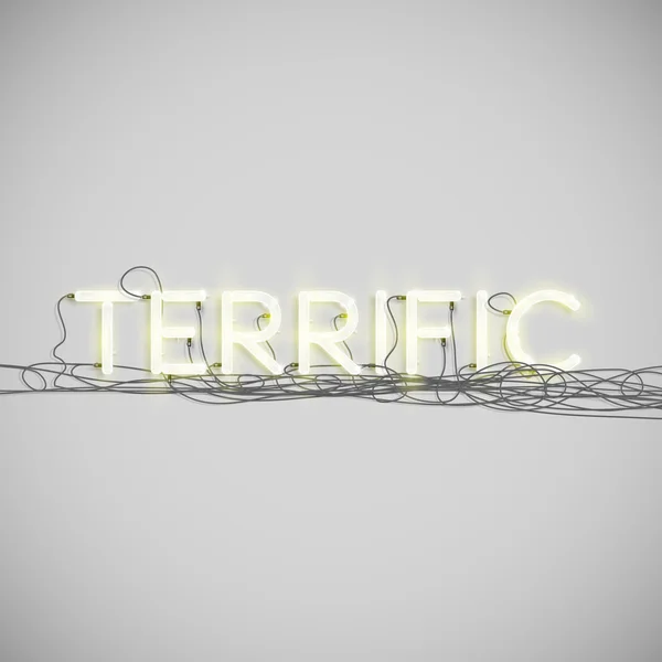 "Terrific" made by neon type — Stock Vector