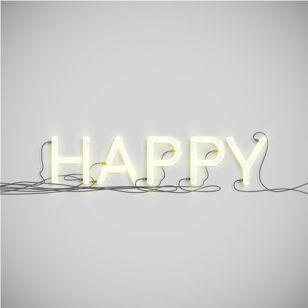 "Happy "made by neon type
