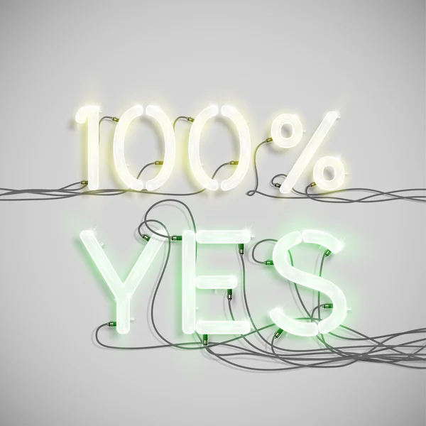 100 Ja, gjorde av Neon teckensnitt — Stock vektor