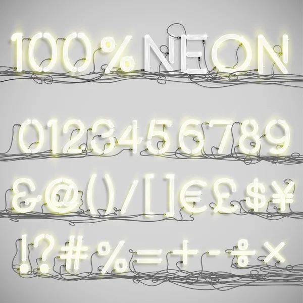 Gerçekçi neon alfabesi teller ile — Stok Vektör