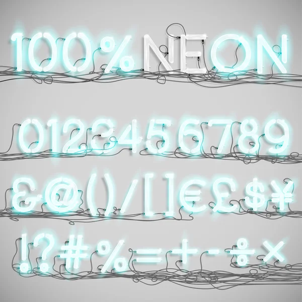 Realistiska neon alfabet med sladdar — Stock vektor