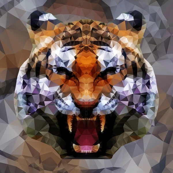 Tiger head by triangles — Stock Vector
