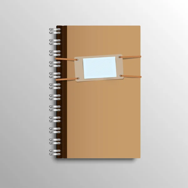 Cuaderno realista marrón — Vector de stock