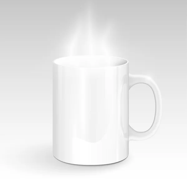 Tasse blanche réaliste à vapeur — Image vectorielle