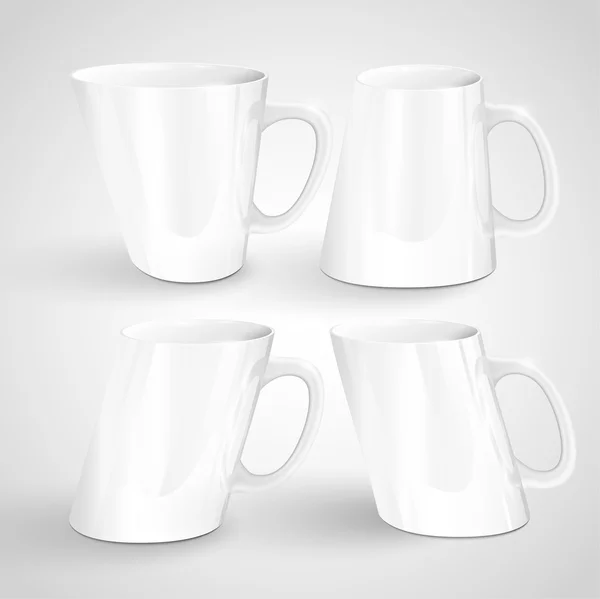 Tasses blanches colorées réalistes — Image vectorielle