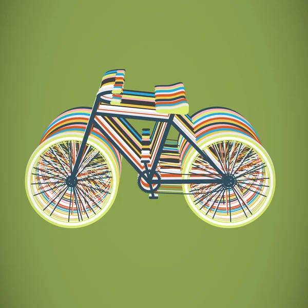 Красочные велосипеды на зеленом фоне — стоковый вектор