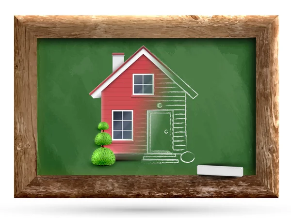 House being drawn on a chalkboard — Stock Vector