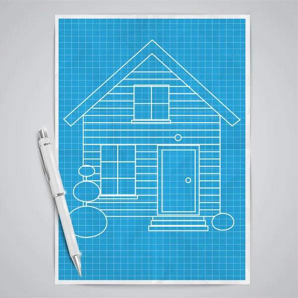 Realistic house blueprint — Stock Vector