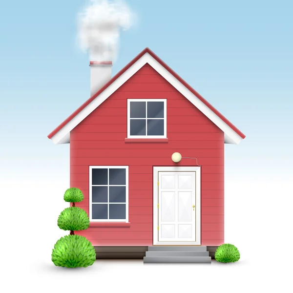 House with smoke coming up from chimney — Stock Vector