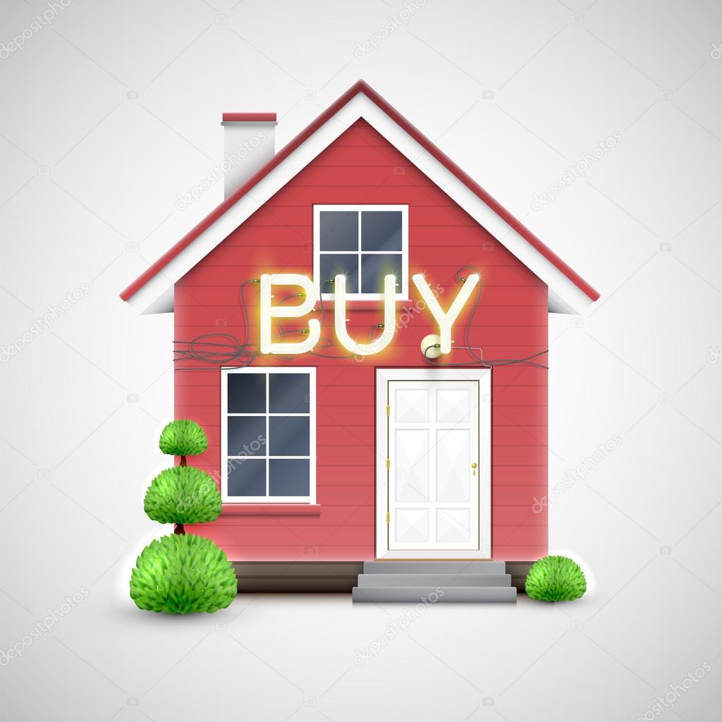 Realistic house with neon 