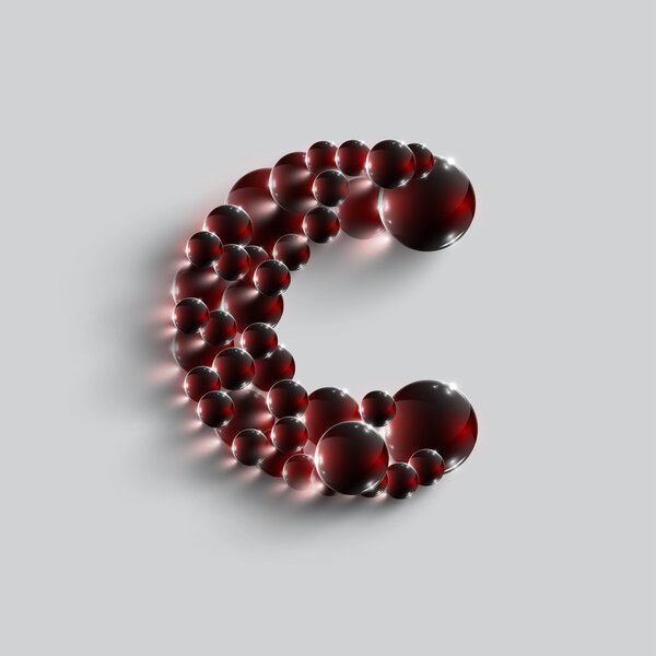 A letter C made by red spheres