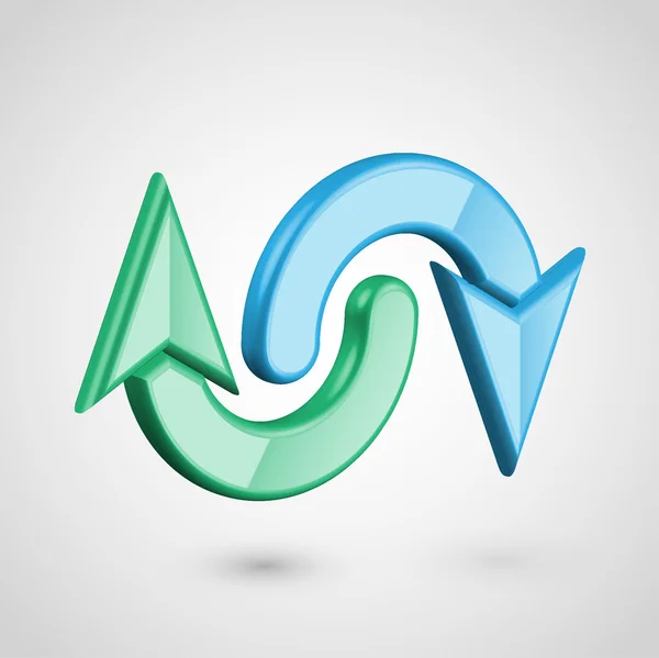 Flechas azules y verdes 3D — Vector de stock