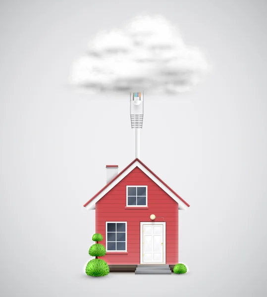 House connecting to cloud — Stock Vector