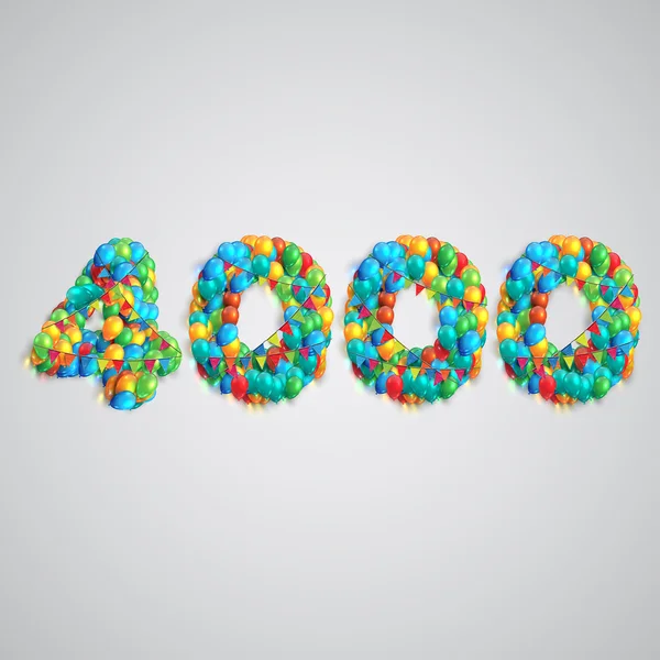 Kolorowy numer przez balony — Wektor stockowy