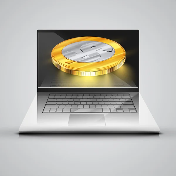 Computer with money — Stock Vector