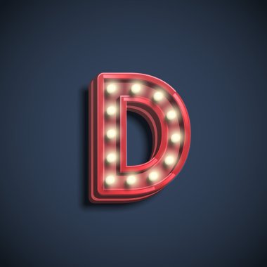 parlak neon elektrik ampulleri harfle