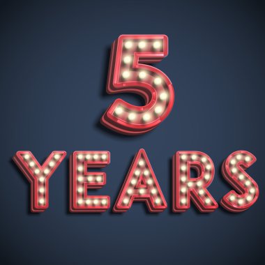 neon elektrik ampuller ile beş yıl