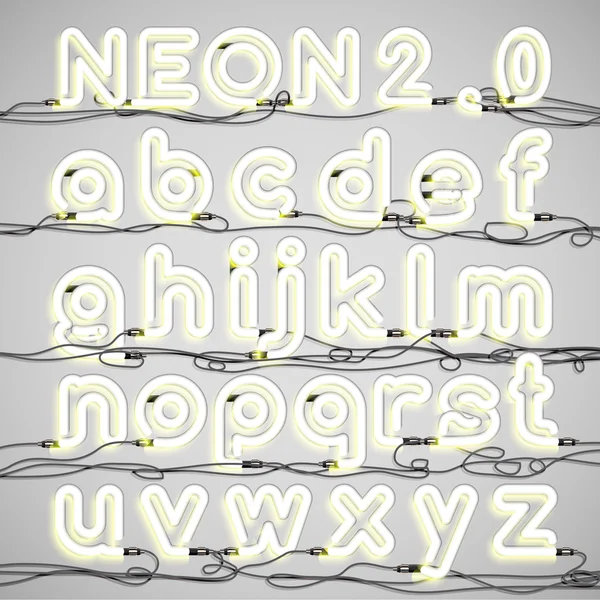 Alfabet neon realistis - Stok Vektor