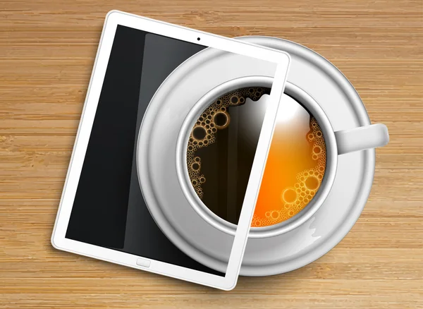 Demi-tasse de café et de thé avec tablette — Image vectorielle