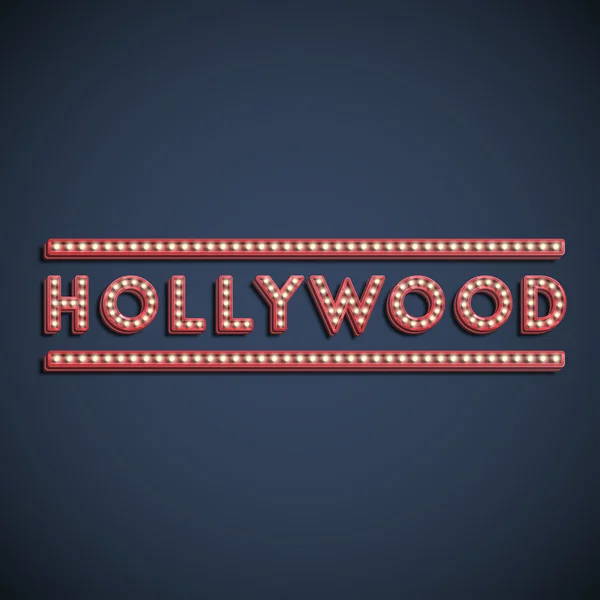 Hollywood betűtípus elektromos izzók — Stock Vector