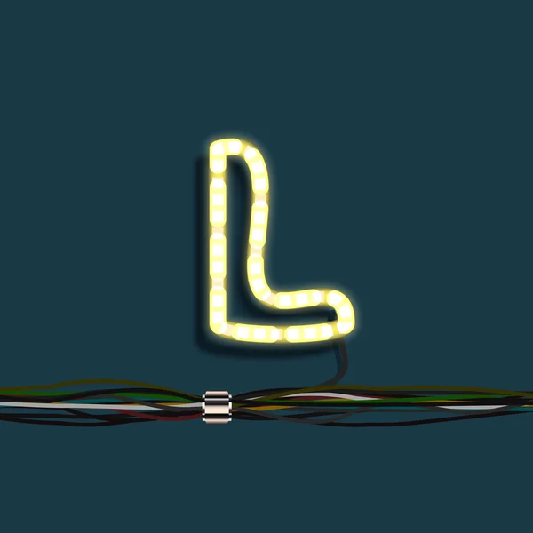 Neon garland brev med sladdar — Stock vektor