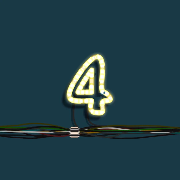 Numéro de guirlande néon — Image vectorielle