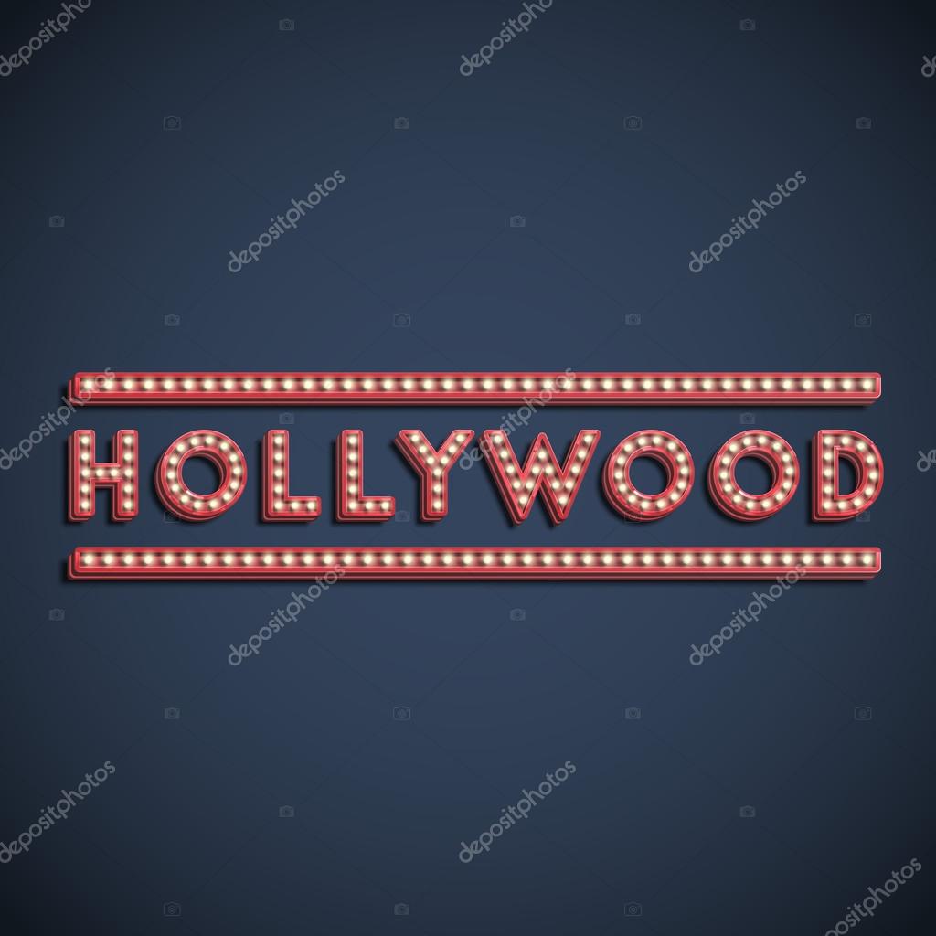 Hollywood font with electric light bulbs Stock Vector by ©Seby87 96356698