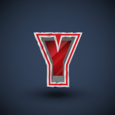 3D kırmızı çelik yazı mektup